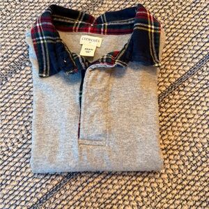 Crewcuts Heather Gray Sweater with Tartan Collar